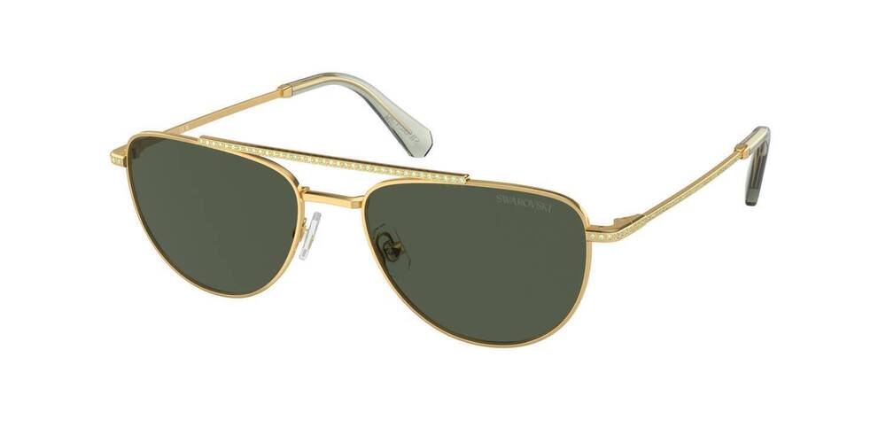 NEW SWAROVSKI women's crystal embellish sunglasses in gold/ green